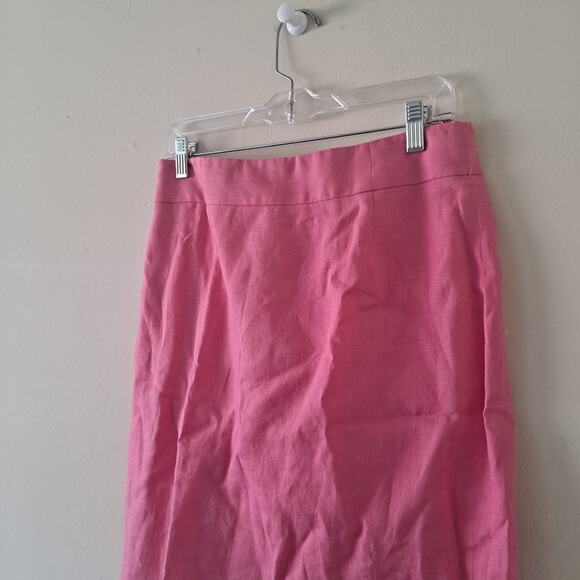 J. Crew Pink Women's 100% Linen Knee Length Straight Skirt with Lining -10 - Picture 7 of 11